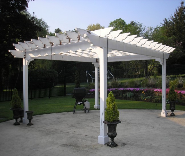 Garden Treasures White Pergola with Luminous Structure | Pergola Gazebos: