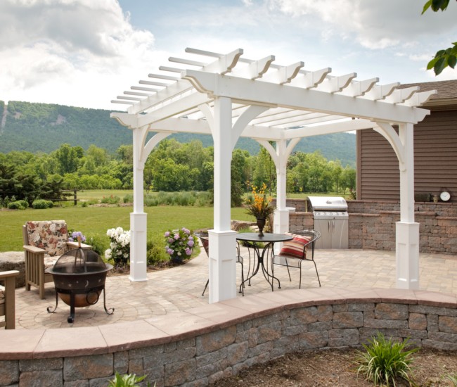 Garden Treasures White Pergola with Luminous Structure | Pergola Gazebos: